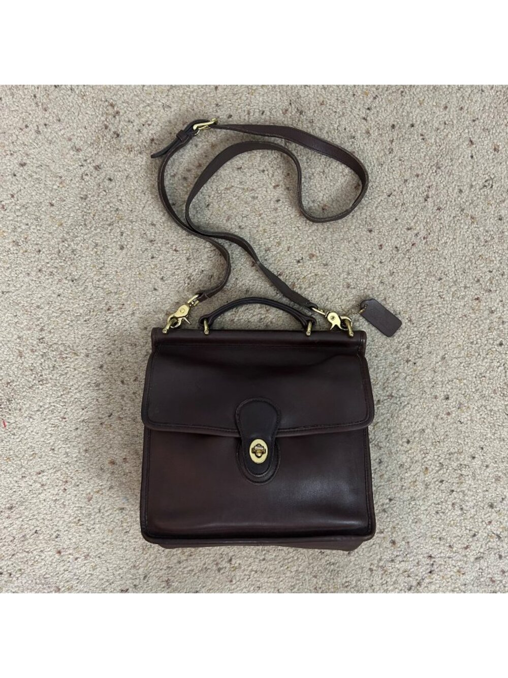 Vintage Coach Willis 9927 Brown Leather Crossbody Satchel Shoulder Bag Women's